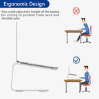 Ergonomic Aluminum Laptop Stand - Removable & Height Adjustable - Suitable for 10-14 inch Notebooks - Black