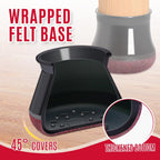 Black Chair Leg Caps - Set of 24 - Size L - Silicone Floor Protectors - Against Scratches and Noise