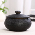 Ceramic Ashtray with Lid - Black - Wind Ashtray for Outdoor & Indoor Use - Decorative & Anti-Odor