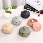 Ceramic Ashtray with Lid - Red - Wind Ashtray for Outdoor & Indoor Use - Glazed Earthenware