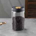Glass Storage Containers - Storage Tin - Modern, manual vacuum storage tank made of borosilicate glass with moisture-proof lid for kitchen coffee condiments