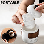 Travel Tea Set - Tea Set - Teapot - Teacups - Ceramic - Kung Fu - Camping - Outdoor - Travel - Including Travel Bag - 4 Pieces - Gift - White
