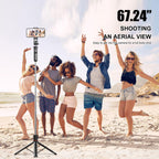 Selfie Stick - Tripod - Phone Tripod - Bluetooth - With Remote Control - Extendable - Wireless - 3 in 1 - Smartphone Holder - Vlogging - Black - 1 piece