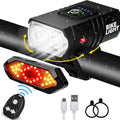 Bicycle Lighting Set - Bicycle Headlight - Rear Light with Turn Signal - USB Rechargeable - Bicycle Lights - LED Lighting - Flashing Light - Waterproof - Wireless Remote Control - MTB Accessories - Road Bike - City Bike - Black - 1 Piece