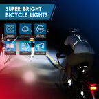 Bicycle Lighting Set - Bicycle Headlight - Rear Light with Turn Signal - USB Rechargeable - Bicycle Lights - LED Lighting - Flashing Light - Waterproof - Wireless Remote Control - MTB Accessories - Road Bike - City Bike - Black - 1 Piece