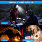 Bicycle Lighting Set - Bicycle Headlight - Rear Light with Turn Signal - USB Rechargeable - Bicycle Lights - LED Lighting - Flashing Light - Waterproof - Wireless Remote Control - MTB Accessories - Road Bike - City Bike - Black - 1 Piece