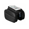 Bicycle Bag - Frame Bag - Bicycle Phone Holder - Top Tube Bag - Smartphone Holder - MTB Accessories - Road Bike - E-Bike - Waterproof - Touchscreen - Bicycle Accessories - Storage Bag - Bicycle Holder with Storage Space - Double Bag - Black - 1 piece