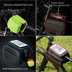 Bicycle Bag - Frame Bag - Bicycle Phone Holder - Top Tube Bag - Smartphone Holder - MTB Accessories - Road Bike - E-Bike - Waterproof - Touchscreen - Bicycle Accessories - Storage Bag - Bicycle Holder with Storage Space - Double Bag - Black - 1 piece