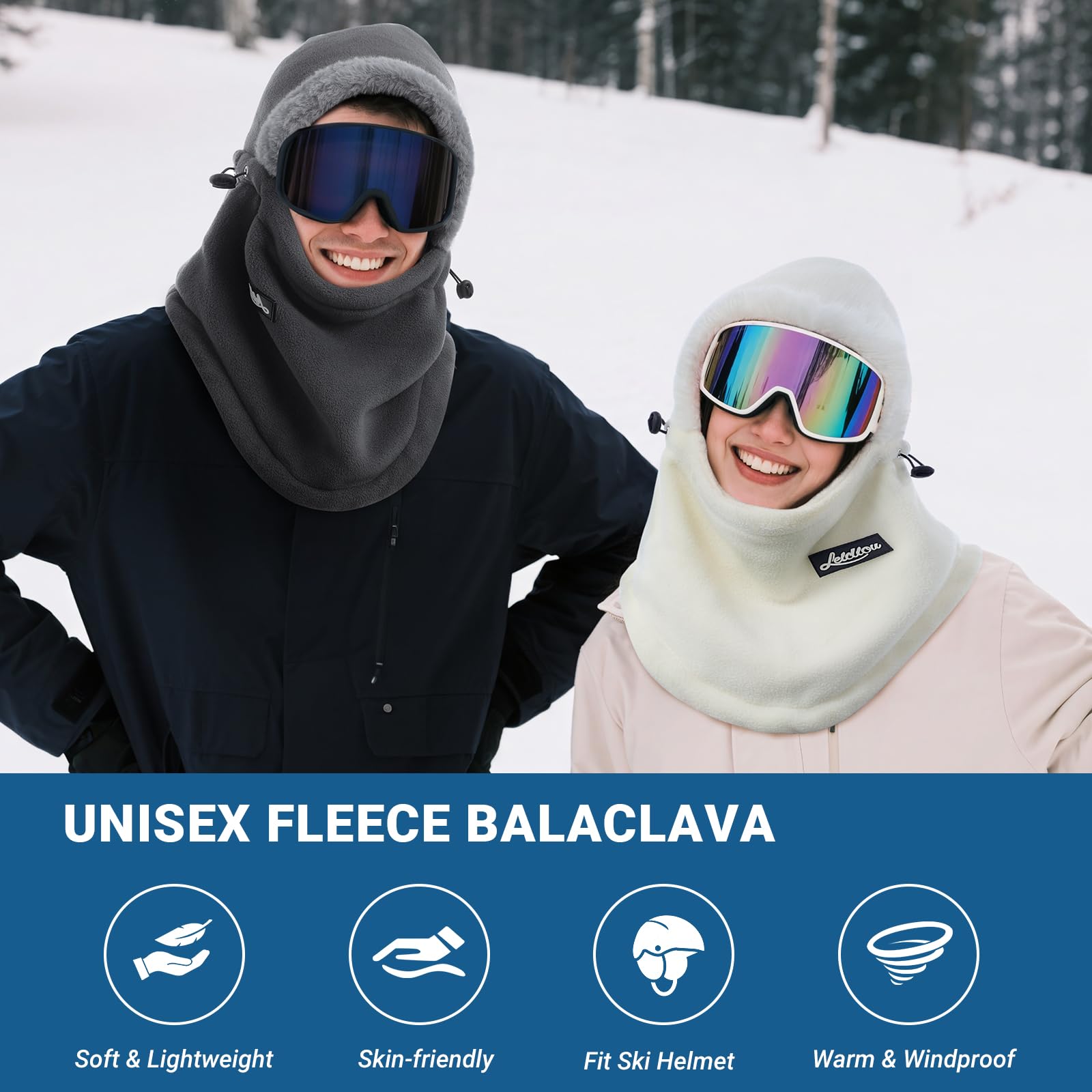 Balaclava - Ski Mask - Neck Warmer - Winter Hat - Fleece Hat - Neck Scarf - Hooded Hat - Balaclava - Windproof Hat - Thermal Hat - Women's Winter Hat - Men's Ski Mask - Warm Hat - Fleece Scarf - Face Mask - Motorcycle Hat - Black - 1 Piece