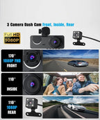 Car Dashcam - 120-degree viewing angle - Night vision - Full HD video - Super compact - Parking mode - Loop recording - Collision detection - Rear view camera - 3.0-inch TNT screen - Car Dashcam