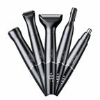 Nose Trimmer - 5-in-1 Rechargeable - Nose & Ear Hair Trimmer - IPX7 Waterproof - Two-Blade Trimming Set, Unisex, for Nose, Eyebrow, Beard, Bikini Line & Facial Hair Removal (Black)