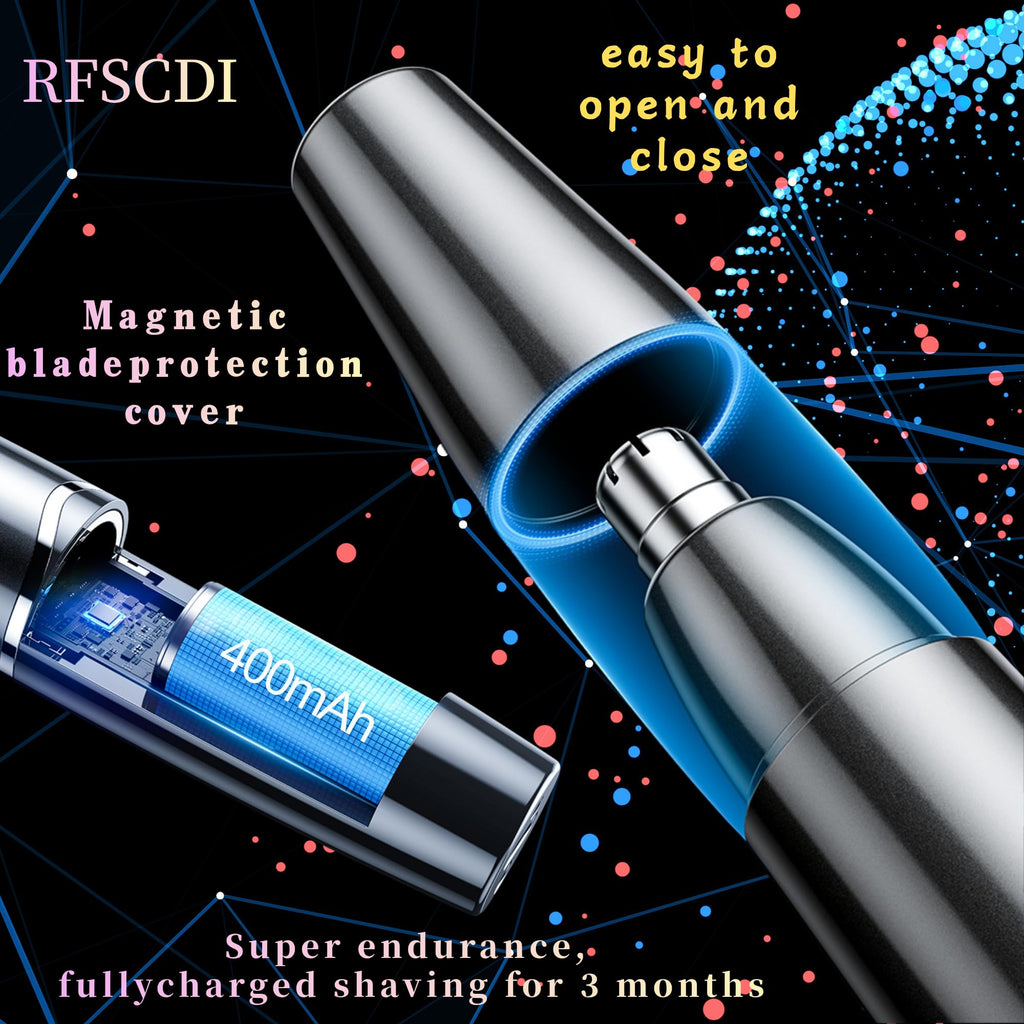 Nose Trimmer - 5-in-1 Rechargeable - Nose & Ear Hair Trimmer - IPX7 Waterproof - Two-Blade Trimming Set, Unisex, for Nose, Eyebrow, Beard, Bikini Line & Facial Hair Removal (Black)