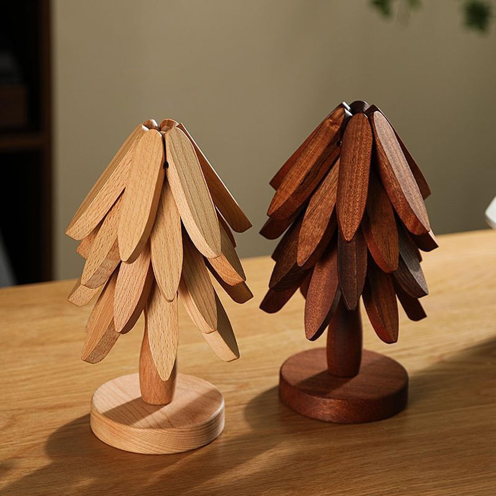 Wooden Coasters - Pan Coasters - Tree Coasters - Table Decoration - Home Accessories - Kitchen Accessories - Heat Resistant Coasters - Design Coasters - Wooden Decoration - Coasters - Glass Coasters - Brown - 2 Pieces