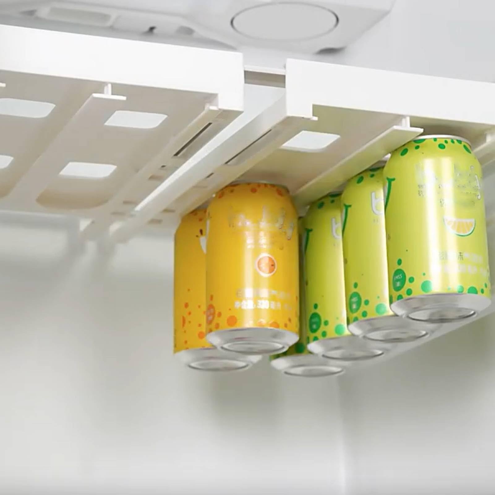 Can Holder Fridge - Fridge Organizer Hanging - Soda Can Rack - Beer Holder - Fridge Storage Rack - Hanging Drawer - Beverage Dispenser - Space Saving - Kitchen Accessories - Bottle Holder - Storage System - White - 1 Piece