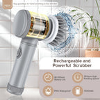 Electric Cleaning Brush - Spin Scrubber - Cordless Scrubbing Brush - Bathroom Cleaner - Power Scrubber - Tile Brush - Grout Brush - Kitchen Cleaning Tools - USB Rechargeable - Polishing Machine - With 5 Attachments - White - 1 Set