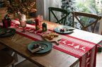 Christmas Table Runner - Christmas Tablecloth - Christmas Table Decoration - Christmas Decoration - Table Decoration - Reindeer - Christmas Tree - Snowflake - Holidays - Luxury Dinner - Winter - 35 x 180 cm - Red White - 1 Piece