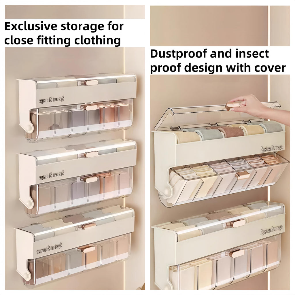 Underwear women's storage box - Premium quality - Storage box with lid - Clothing storage box - clothes rack - wardrobe - clothes hangers - Drawer - storage cabinet with compartments - Plastic storage box - Underwear - Socks - Hanging without drilling - W