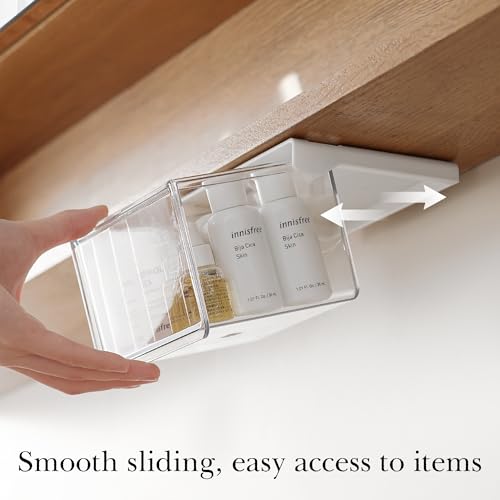 Makeup organizer - Organizer - Storage basket - Storage box - Mirror cabinet - Cable organizer - Chest of drawers - Makeup storage basket - Cosmetics organizer - Bathroom cabinet - Bathroom furniture - Transparent white - 2 pieces