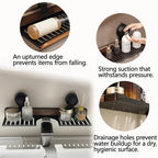 Wall shelf - bath shelf - shower rack - towel rack - shelf - bathroom rack - Mirror cabinet - Storage rack - Draining rack - bathroom furniture - Bathroom - Storage box - storage basket - Toilet - walnut & black - 1 piece