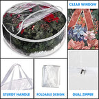 Storage bag - Christmas wreath organizer - Transparent Christmas wreath - Storage box - Christmas tree storage bag - Wreath organizer - Artificial wreath organizer - Organizer - With handle - White - 60 cm - 2 pieces