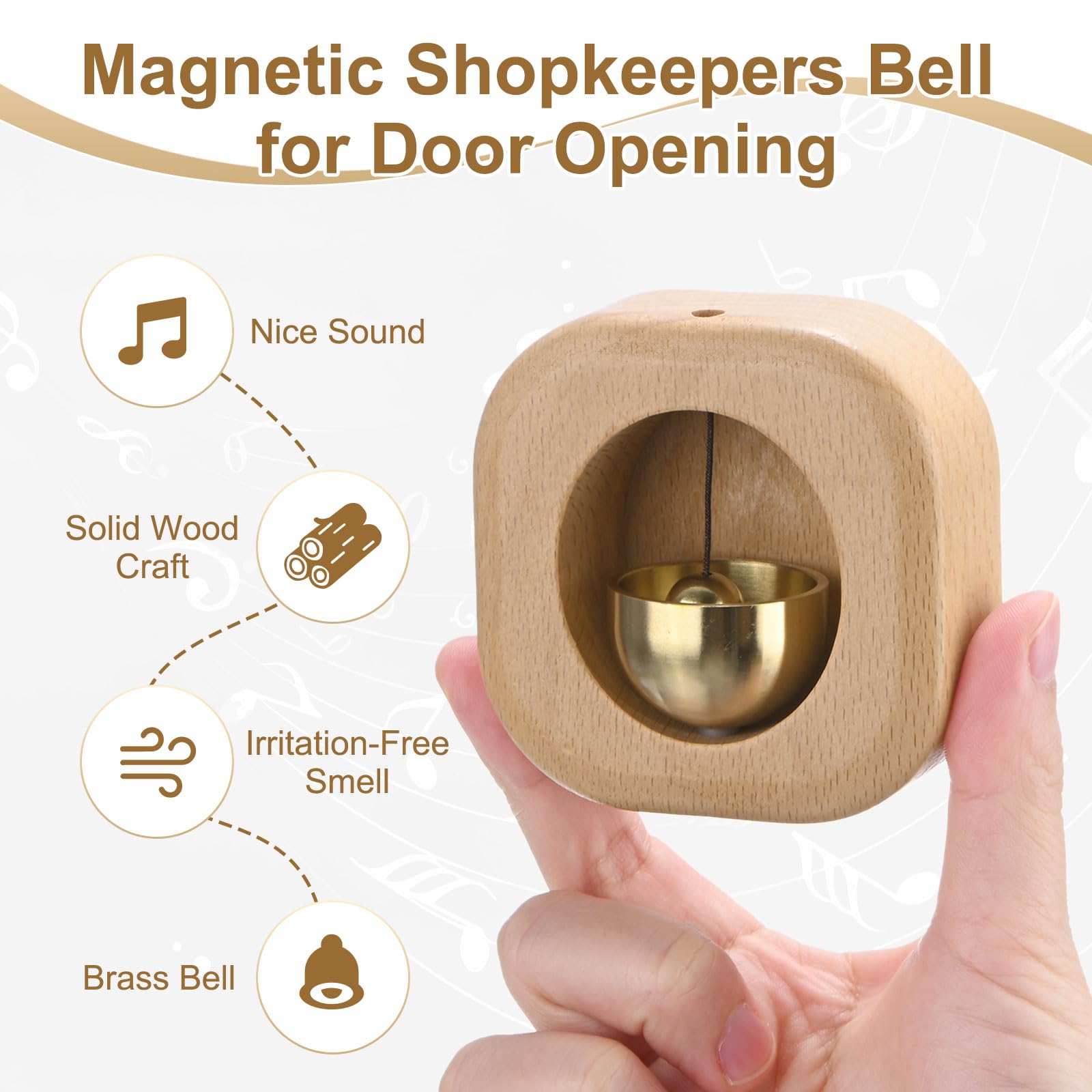 Doorbell - Wireless Doorbell - Wooden Doorbell - Magnetic Wall Sticker - Vintage Wooden Doorbell - Vintage - With Copper Bell - Living Room Decoration - Bedroom Decoration - Wall Decoration - Christmas Gifts - Christmas Gifts for Adults - 1 Piece
