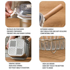 Induction Saucepan - Mini Deep Fryer - Milk Pan - Square Cooking Pot - Stainless Steel - With Frying Basket - Steaming Rack - Tongs - Glass Lid - Wooden Handle - Ramen Pan - Soup Pot - Camping Pan - 4 in 1 - Kitchen Utensils - Compact - Silver - White - 1