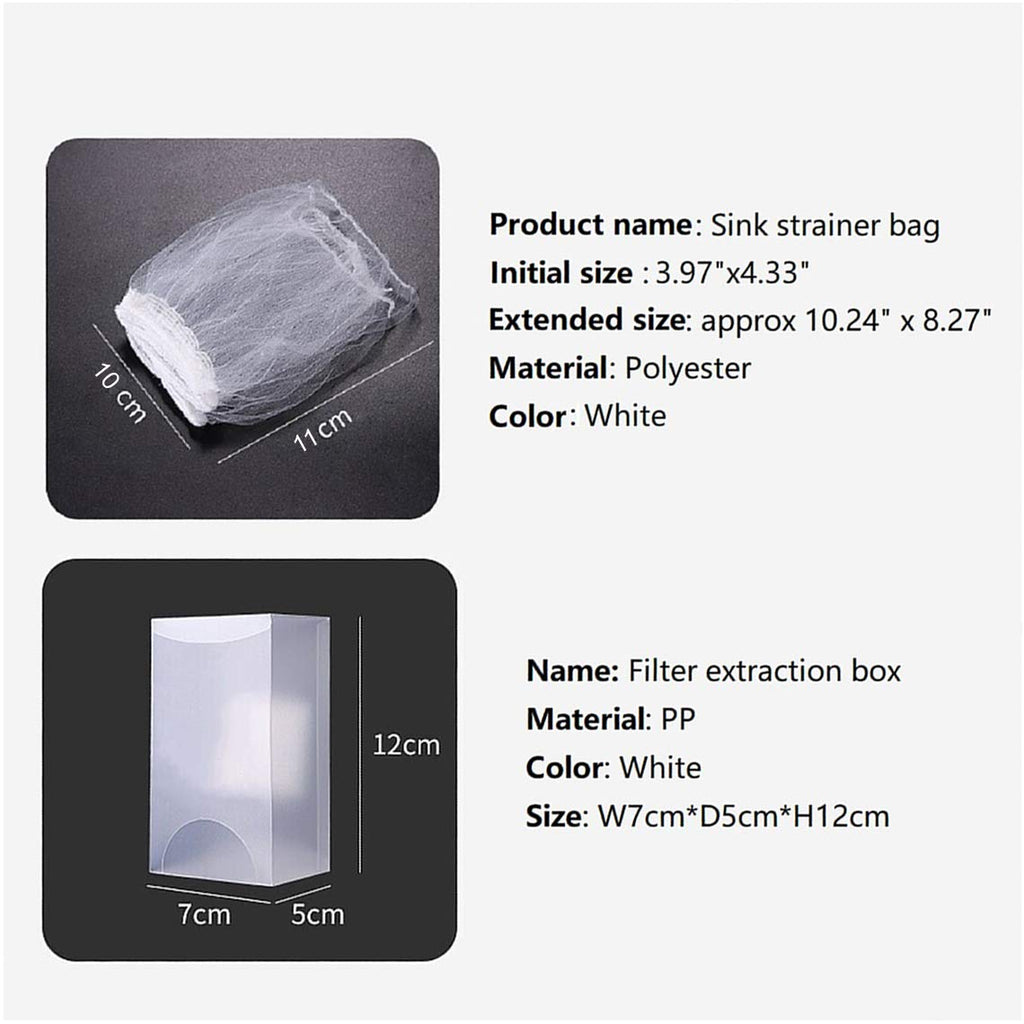 Sink Filter Bags - Sink Strainer - Sink Filter - Disposables - Sink Organizer - Anti-Clogging - Kitchen Accessories - Drain Strainer - White - 200 Pieces