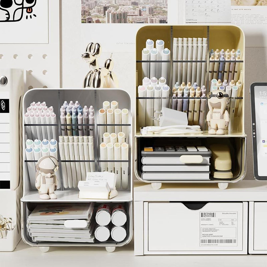 Make-up organizer - Desk organizer - Bathroom organizer - Cosmetics organizer - Office supplies - Chest of drawers - Brush holder - Pen tray - Bathroom accessories - Storage system - Storage box - White - 1 piece