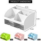 Desk organizer - Makeup organizer - Bathroom organizer - Pen tray - Drawer cabinet - Office supplies - Cosmetics organizer - Desk organizer - Desk accessories - Brush holder - Storage box with drawers - Storage system - White - 1 piece