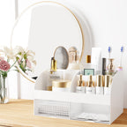 Desk organizer - Makeup organizer - Bathroom organizer - Pen tray - Drawer cabinet - Office supplies - Cosmetics organizer - Desk organizer - Desk accessories - Brush holder - Storage box with drawers - Storage system - White - 1 piece