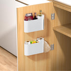 Kitchen Cabinet Organizer - Spice Rack - Door Rack - Kitchen Accessories - Storage Rack - Sink Cabinet Organizer - Garbage Bag Holder - No Drilling - Cabinet Interior - Kitchen Aid - Space Saving - Bathroom Organizer - Adhesive - White - Pack of 2