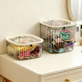 Makeup Organizer - Storage Box with Lid - Jewelry Box - Bathroom Accessories - Cosmetics Storage - Hair Accessories - Storage Box - Storage Containers - Toilet Organizer - Acrylic - Transparent - Set of 2