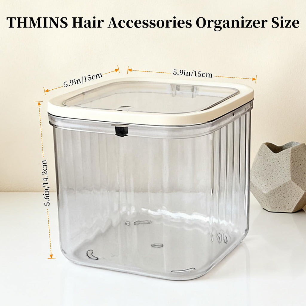 Makeup Organizer - Storage Box with Lid - Jewelry Box - Bathroom Accessories - Cosmetics Storage - Hair Accessories - Storage Box - Storage Containers - Toilet Organizer - Acrylic - Transparent - Set of 2