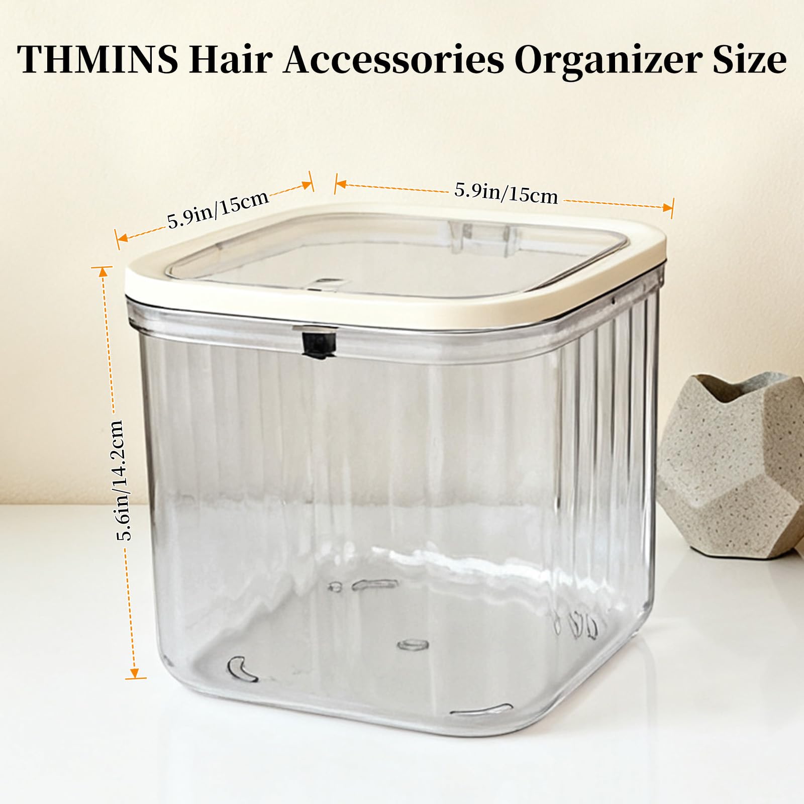 Makeup Organizer - Storage Box with Lid - Jewelry Box - Bathroom Accessories - Cosmetics Storage - Hair Accessories - Storage Box - Storage Containers - Toilet Organizer - Acrylic - Transparent - Set of 2
