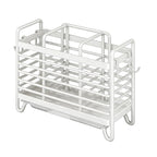 Cutlery Holder - Kitchen Organizer - Cutlery Tray - Countertop Organizer - Utensil Holder - Cutlery Rack - Cutlery Drainer - Spoon Holder - Drying Rack - Kitchen Accessories - With Drip Tray and Hooks - Metal - White - 1 Piece