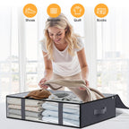 Clothing Storage Bag - Underbed Storage Box - Wardrobe Organizer - Duvet Storage Bag - Large Textile Storage Box - Foldable Storage Bags - Bedding Basket - Clothing Storage - Pillow Bag - Underbed Box Fabric - Storage - Gray - 3 Pieces