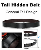 Men's Belt - Men's Trouser Belt - Belt with Automatic Buckle - Click Belt - Belt Without Holes - Luxury Costume Belt - Jeans Belt - Gift for Men - Infinitely Adjustable - 110 cm 120 cm 130 cm - Black - 3 Pieces