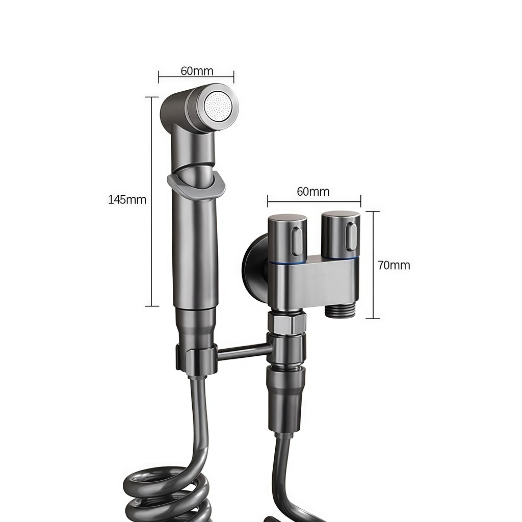 Bidet Sprayer - Hand Shower Toilet - Shattaf - WC Shower - Toilet Sprayer - Hand Bidet - Bidet Faucet - Intimate Hygiene - Stainless Steel - Bathroom Accessories - Complete Set with Hose - Including Adapter 1/2 to 3/8 - Gray - 1 Piece