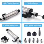 Whipped Cream Maker - Garnishing Syringe - Nozzle Set - Cake Decorating - Stainless Steel Nozzles - Cookie Press - Cupcake Decorating - Baking Tools - Professional Piping Bag Alternative - Kitchen Utensils - Baking Supplies - Silver - 1 Piece