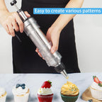Whipped Cream Maker - Garnishing Syringe - Nozzle Set - Cake Decorating - Stainless Steel Nozzles - Cookie Press - Cupcake Decorating - Baking Tools - Professional Piping Bag Alternative - Kitchen Utensils - Baking Supplies - Silver - 1 Piece