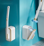 Toilet Brush Set - Toilet Brush with Holder - Cleaning Brush - Disposable Brush Heads - Refillable Toilet Brush - Sanitary Tool - Flexible Toilet Brush - Sponge Brush - Toilet Set - Bathroom Fittings - Including Refills - Household - White - 1 Piece