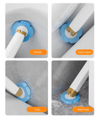 Toilet Brush Set - Toilet Brush with Holder - Cleaning Brush - Disposable Brush Heads - Refillable Toilet Brush - Sanitary Tool - Flexible Toilet Brush - Sponge Brush - Toilet Set - Bathroom Fittings - Including Refills - Household - White - 1 Piece