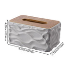 Tissue Box - Tissue Box - Handkerchief Box - Tissue Holder - Napkin Holder - Baby Wipes Box - Tissue Dispenser - Storage Box - Bathroom Accessories - Desk Organizer - Living Room Decoration - Bedroom Interior - Modern Design - Gray with Wood - 1 Piece