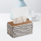 Tissue Box - Tissue Box - Handkerchief Box - Tissue Holder - Napkin Holder - Baby Wipes Box - Tissue Dispenser - Storage Box - Bathroom Accessories - Desk Organizer - Living Room Decoration - Bedroom Interior - Modern Design - Gray with Wood - 1 Piece