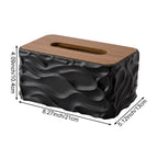 Tissue Box - Tissue Box - Handkerchief Box - Tissue Holder - Napkin Holder - Baby Wipes Box - Tissue Dispenser - Storage Box - Bathroom Accessories - Desk Organizer - Living Room Decoration - Bedroom Interior - Modern Design - Black with Wood - 1 Piece