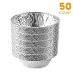 Aluminum Trays - Airfryer Trays Round - Oven Trays - BBQ Drip Trays - Disposable Trays - Aluminum Bowls - Grill Accessories - Small Baking Pans - Food Containers - Heat Resistant - Grease Collection Trays - Catering Trays - Sturdy - Silver - 50 Pieces