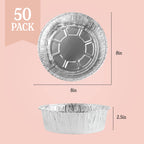 Aluminum Trays - Large Oven Dishes - Airfryer Trays XXL - Aluminum Bowls - Disposable Trays - BBQ Drip Trays - Grill Accessories - Round Baking Pans - Heat Resistant - Catering Trays - Food Containers - Serving Trays - Sturdy - Silver - 50 Pieces