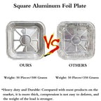 Aluminum Trays - Square Oven Dishes - Air Fryer Trays - Aluminum Bowls - Disposable Trays - BBQ Trays - Grill Accessories - Lasagna Dishes - Small Baking Pans - Heat Resistant - Food Containers - Catering - Greaseproof - Sturdy - Silver - 50 Pieces
