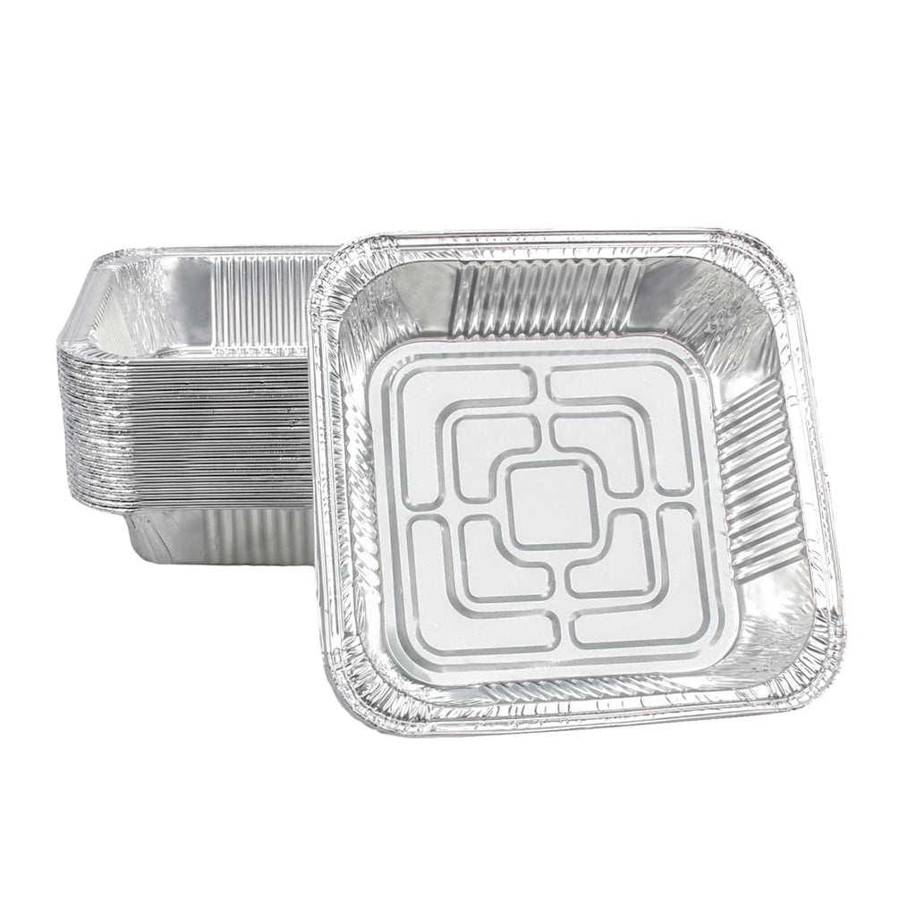 Aluminum Trays - Square Oven Dishes - Air Fryer Trays - Aluminum Bowls - Disposable Trays - BBQ Drip Trays - Grill Accessories - Baking Pans - Heat Resistant - Food Containers - Catering Trays - Meal Prep Trays - Practical - Silver - 50 Pieces