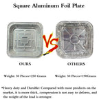 Aluminum Trays - Square Oven Dishes - Air Fryer Trays - Aluminum Bowls - Disposable Trays - BBQ Drip Trays - Grill Accessories - Baking Pans - Heat Resistant - Food Containers - Catering Trays - Meal Prep Trays - Practical - Silver - 50 Pieces